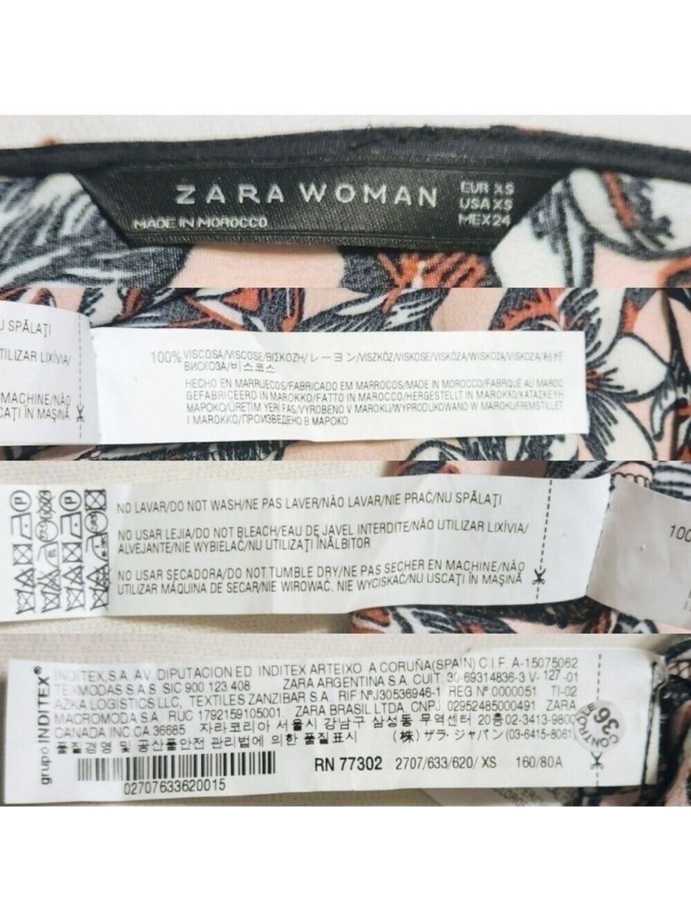 Zara Woman Peach Black Floral Print Romper X Small - Picture 11 of 12